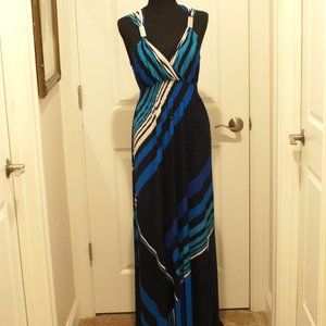 REDUCED Chicos Women's Slimming Striped Maxi Dress Size 2  (L -12)